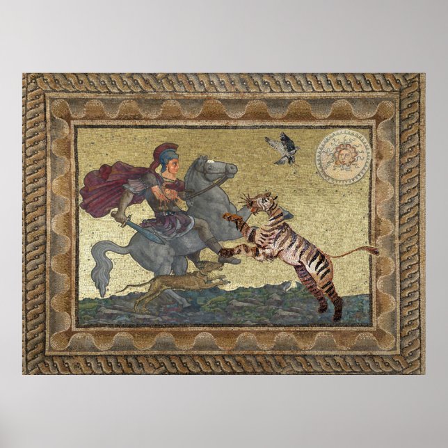 Alexander the Great, Bucephalus and Peritas mosaic Poster (Framsidan)
