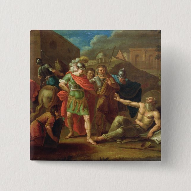 Alexander underbaren besöker Diogenes på Corinth Knapp (Framsida)