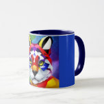 Alexander's Cat navy blue center combo mug Mugg<br><div class="desc">Alexander's Cat mugs are for cat owners and breeders,  other cat lovers,  coffee drinkers,  hot chocolate drinkers,  and drinkers who are modern art fans. Alexander's Cat is Steamy Raimon original art.</div>