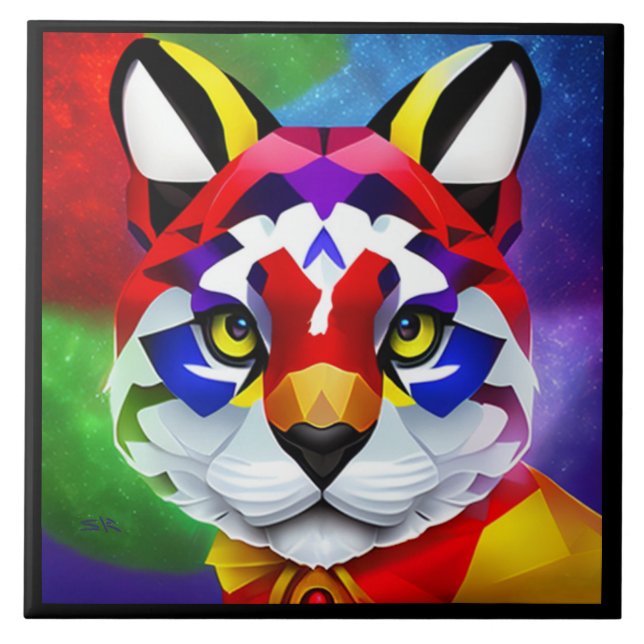 Alexander's Cat stor svart panel Kakelplatta (Framsidan)