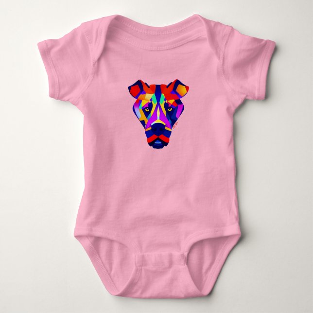 Alexander's Dog baby rosa bodyoverall T Shirt (Framsida)
