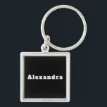Alexandra Fyrkantig Silverfärgad Nyckelring<br><div class="desc">Schlüsselanhänger mit Namen Alexandra</div>