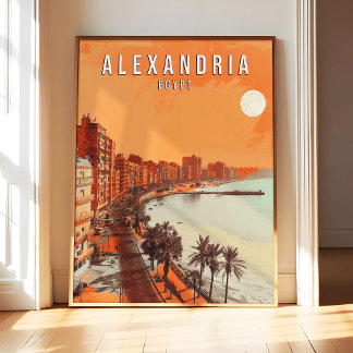 Alexandria Egypt Affisch Konsttryck, Vintage Retro