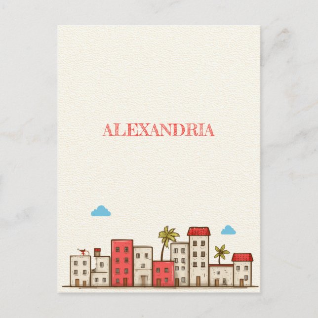Alexandria Egypt Reseminskick Vykort (Framsida)