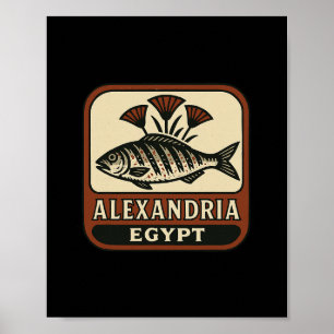 Alexandria Egypt Souvenir Egyptisk Fisk Och Resa Poster