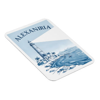 Alexandria Lighthouse Coastal Scene Travel Magnet