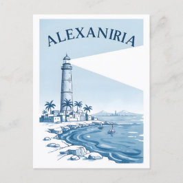 Alexandria Lighthouse Coastal Scene Travel Vykort