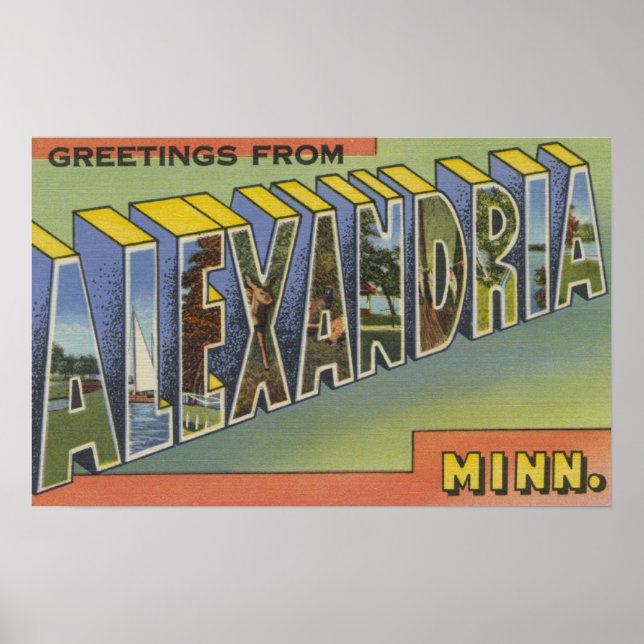 Alexandria, Minnesota - Large Brev Scenes Poster (Framsidan)