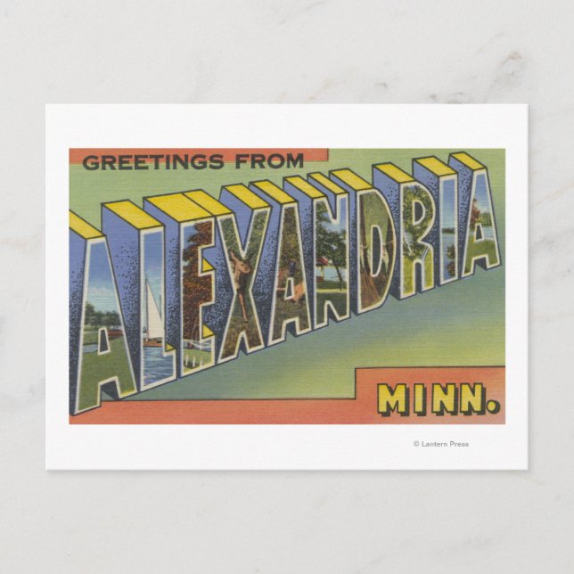 Alexandria, Minnesota - Large Brev Scenes Vykort (Framsida)