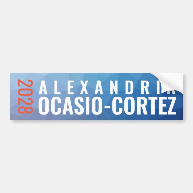Alexandria Ocasio-Cortez 2028 geometriska blått Bildekal (Framsidan)