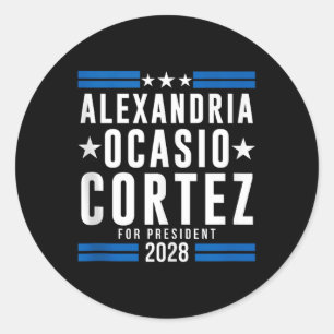 Alexandria Ocasio Cortez För president 2028, Aoc 2 Runt Klistermärke
