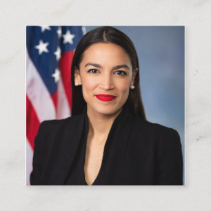 Alexandria Ocasio Cortez Porträtt Fyrkantigt Visitkort