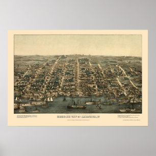 Alexandria panorama- karta för VA - 1863 Poster