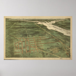 Alexandria VA Bird's Öga View Panoramic Karta Poster