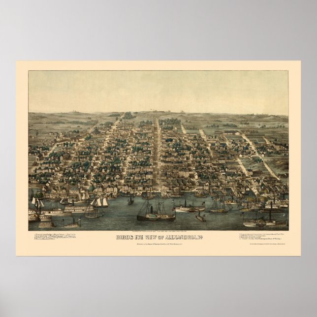 Alexandria, VA Panoramic Karta - 1863 Poster (Framsidan)