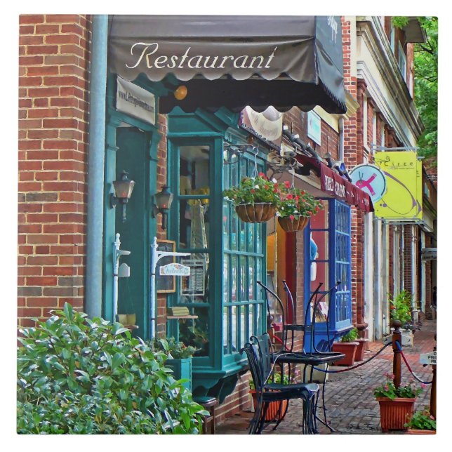 Alexandria VA - Restaurant with Brown Awning Kakelplatta (Framsidan)