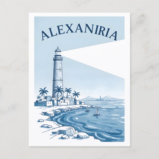 Alexandrias fyr kustscen resa vykort (Framsida)