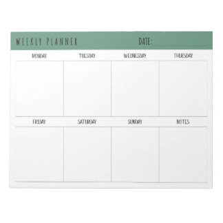 Alexandrit Teal Enkel Modern Veckoplanering Anteckningsblock
