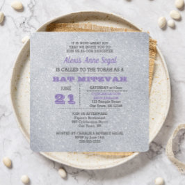 Alexandrite och Silver Glitter Bat mitzvah Inbjudningar