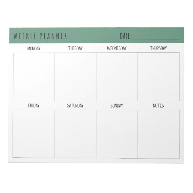Alexandrite Teal Simple Modern Weekly Planner Anteckningsblock (Framsida)