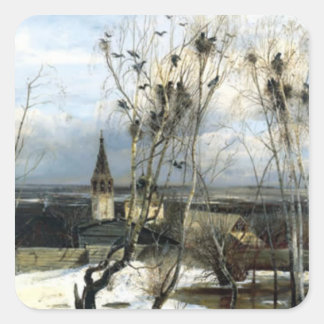Alexei Savrasov Rooks Painting Square Sticker Fyrkantigt Klistermärke