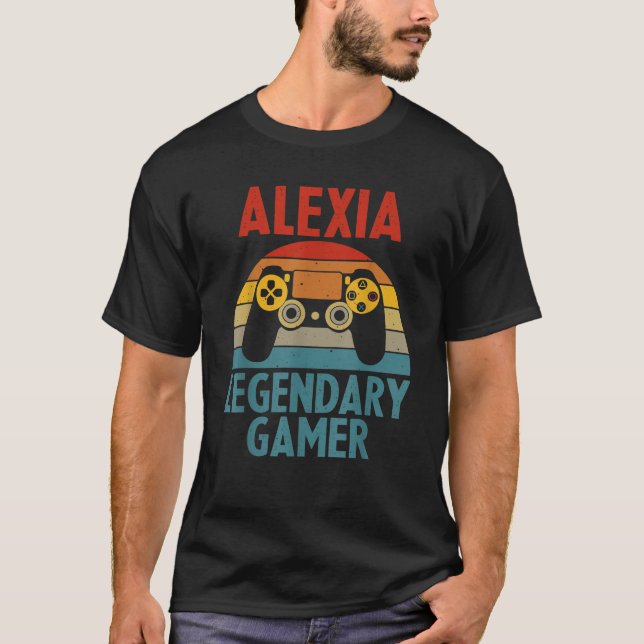 ALEXIA Gift Namn Personlig Funny Gaming Geek Bi T Shirt (Framsida)