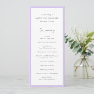 Alexis Lavender Elegant Modern Bröllop Program