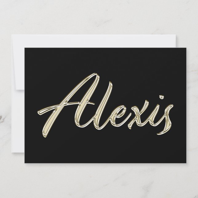 Alexis Name white gold Handwriting Karte Kort (Framsida)