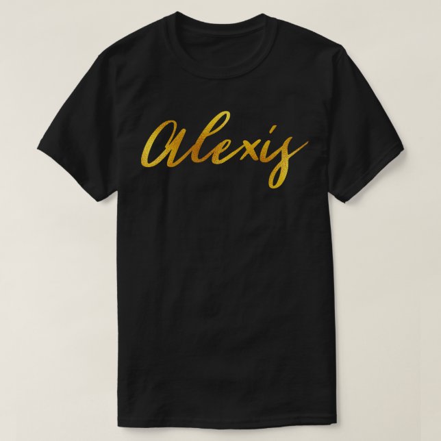 Alexis Namn Hand Lettering i Guld Brev T Shirt (Design framsida)