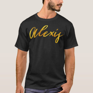 Alexis Namn Hand Lettering i Guld Brev T Shirt