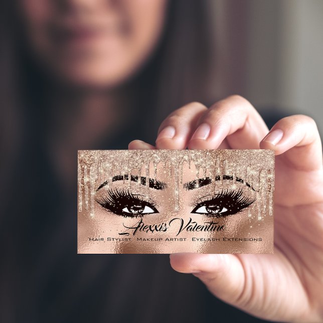 Alexxis Makeup Brow Lash Glitter Drip Spark Visitkort (Skapare uppladdad)