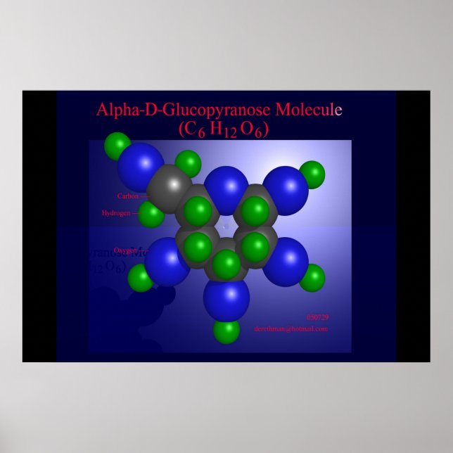 Alfa-D-glukopyranosmolekyl (skriv ut) Poster (Framsidan)