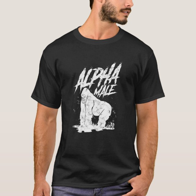 Alfa för Pappa Gorilla Ape Positive Masculinity T Shirt (Framsida)