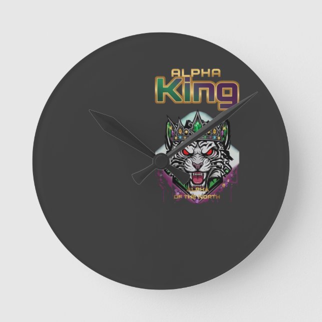 Alfa king lejon motivationskontor rund klocka (Framsida)