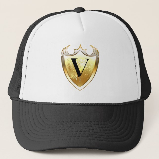 Alfa Monogram V Konstnärliga Brev Dagdag Stil Keps (Framsida)