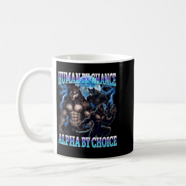 Alfa val bootleg rolig alfa varg meme humor kaffemugg (Vänster)