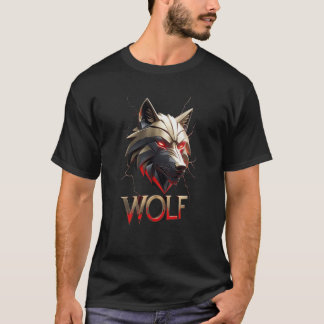 Alfa Varg Huvud Grafisk T-Shirt - Röda Glödande Ög