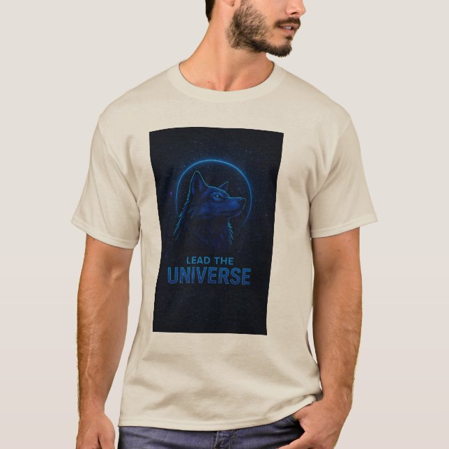 Alfa Varg T-Shirt | Futuristiska Space Animal Art (Framsida)