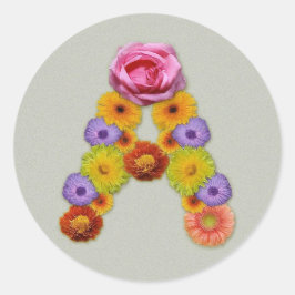 Alfabet A i blomman Runt Klistermärke