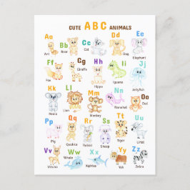 Alfabet Animal ABC Cute animals Meddelande Vykort