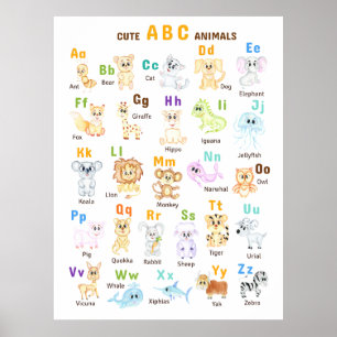 Alfabet Animal ABC Cute animals Poster