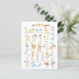 Alfabet Animal ABC Cute animals Vykort