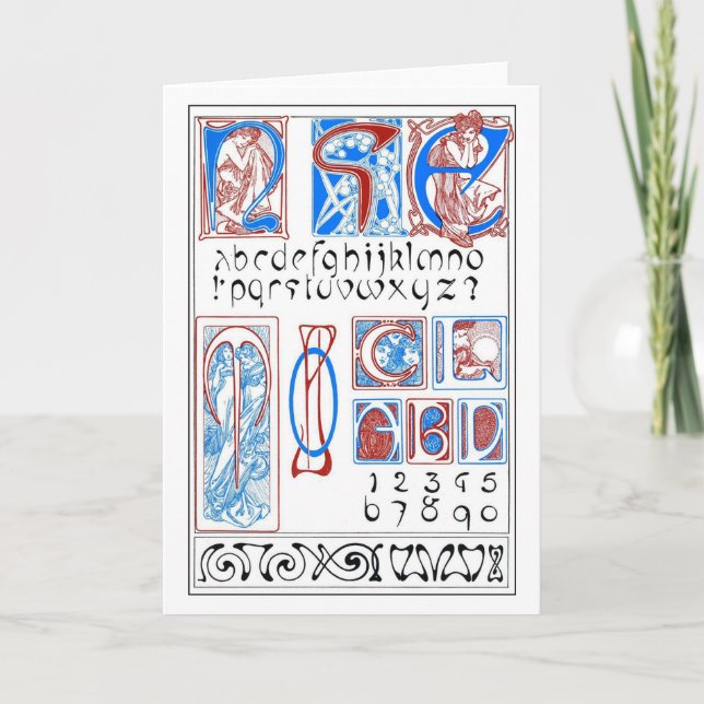 Alfabet Art nouveau Stil, Mucha Kort (Framsida)