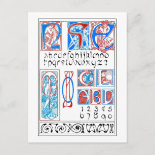 Alfabet Art nouveau Stil, Mucha Vykort