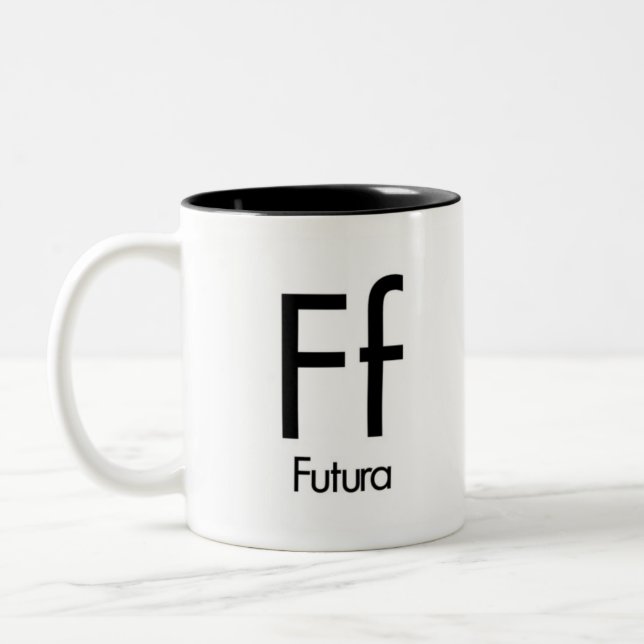 Alfabet av typografimuggen - Futura Två-Tonad Mugg (Vänster)