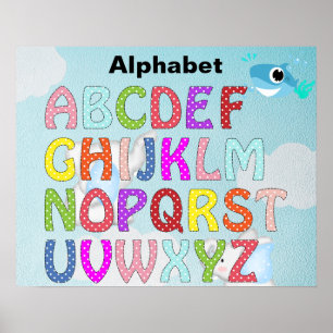 Alfabet blå affisch