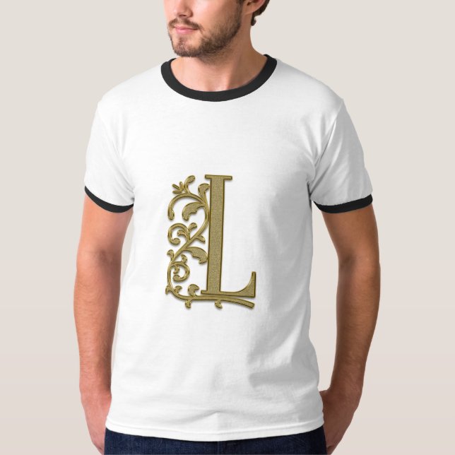 Alfabet Bokstav Initial T Shirt (Framsida)