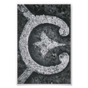 Alfabet Brev-fotografi C1 Black and White 4x6 Fototryck