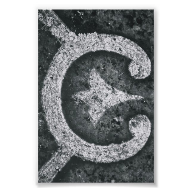 Alfabet Brev-fotografi C1 Black and White 4x6 Fototryck (Framsidan)