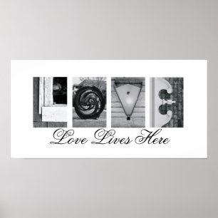 Alfabet Brev-fotografi i Kärlek lever här 10 x 20 Poster